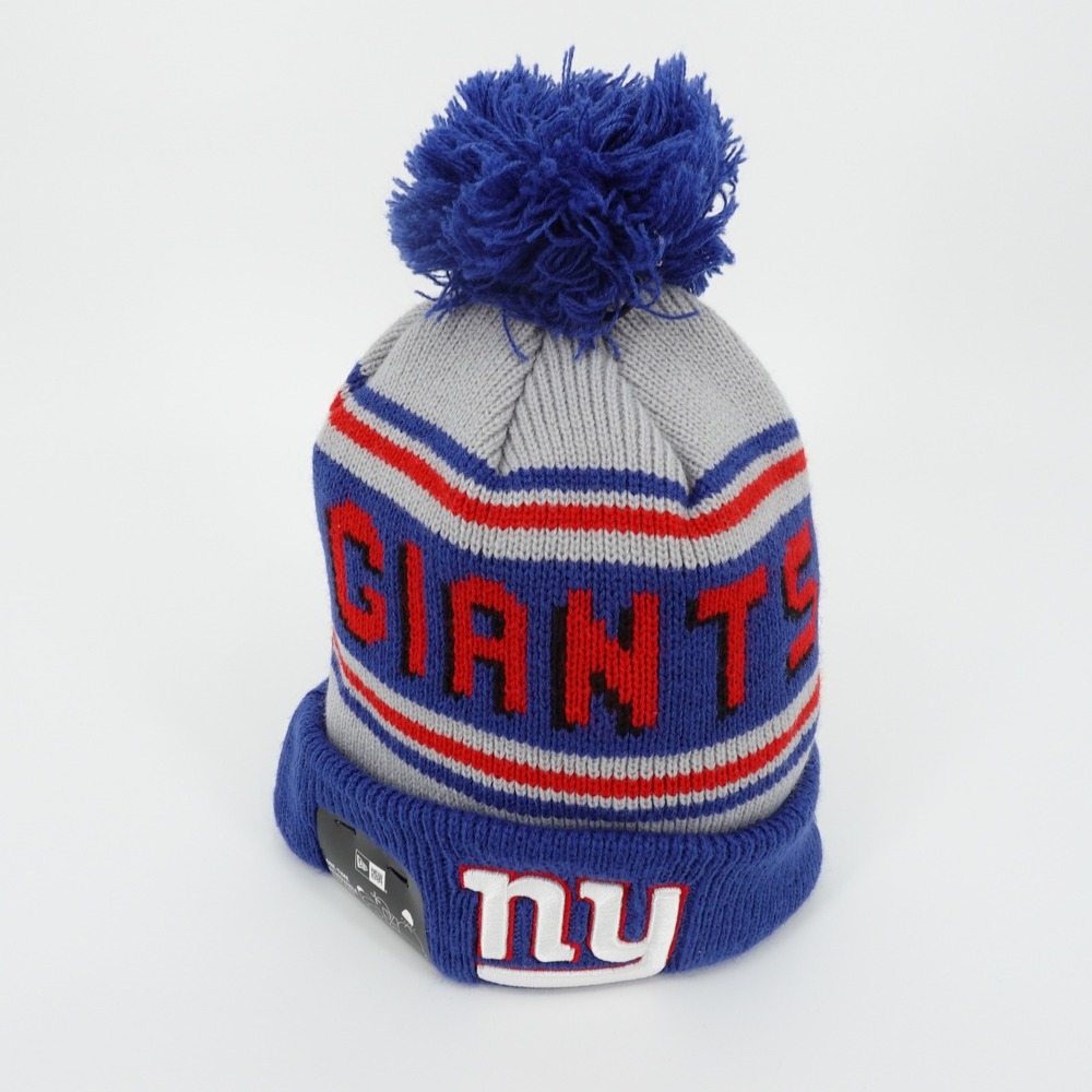 New Era New York Giants NFL Knit Beanie Cuffed Pom Hat Blue Grey OSFM NEW